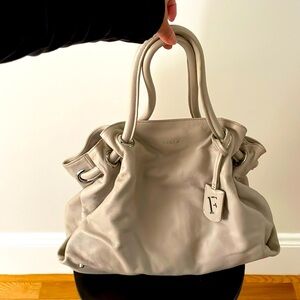 Light greige leather Furla bag